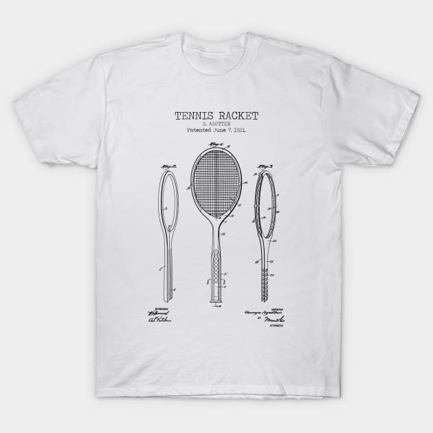 TENNIS RACKET patent T-Shirt by Dennson Creative